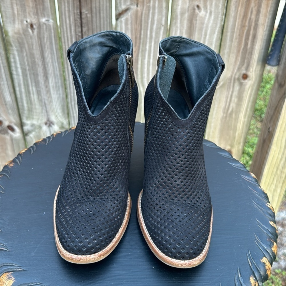 Paul Green Black Bonzai Lattice Nubuck Leather Heeled Booties, UK 5/US 7.5 - Picture 3 of 7